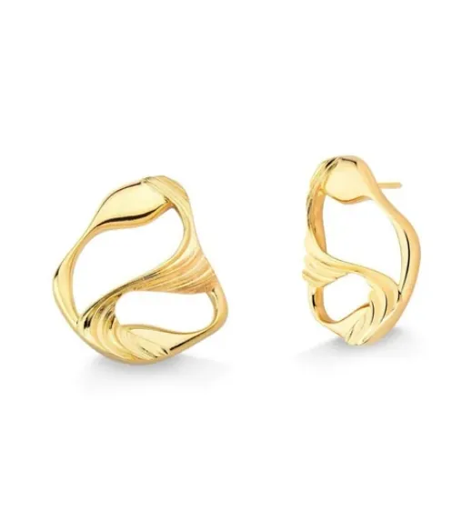 14K Gold Dipped Organic Wave Stud Earrings